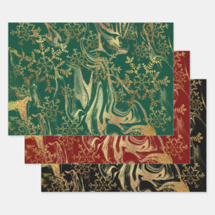 Elegant modern gold marble snowflakes wrapping paper sheet