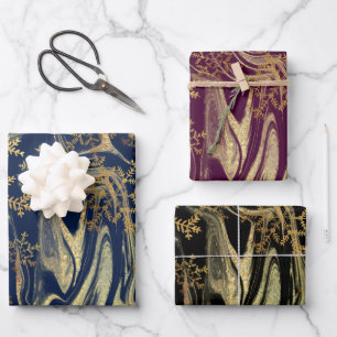 Elegant modern gold marble snowflakes  wrapping paper sheet