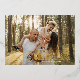 Elegant Modern Gold Merry Christmas Photo Foil Holiday Card
