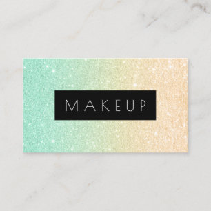 Elegant modern gold & mint glitter makeup artist business card