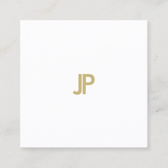 Elegant Modern Gold Monogram Sleek Template Square Business Card (Front)