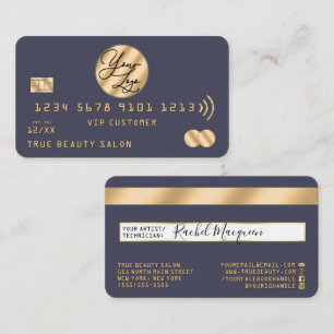 Elegant Modern Gold Navy Blue Credit Card Logo