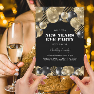 Elegant Modern Gold New Year's Eve Party Invitation