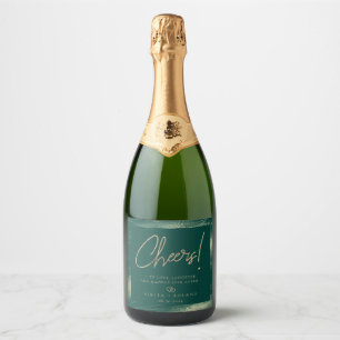 Elegant Modern Gold Personalised Green Sparkling Wine Label