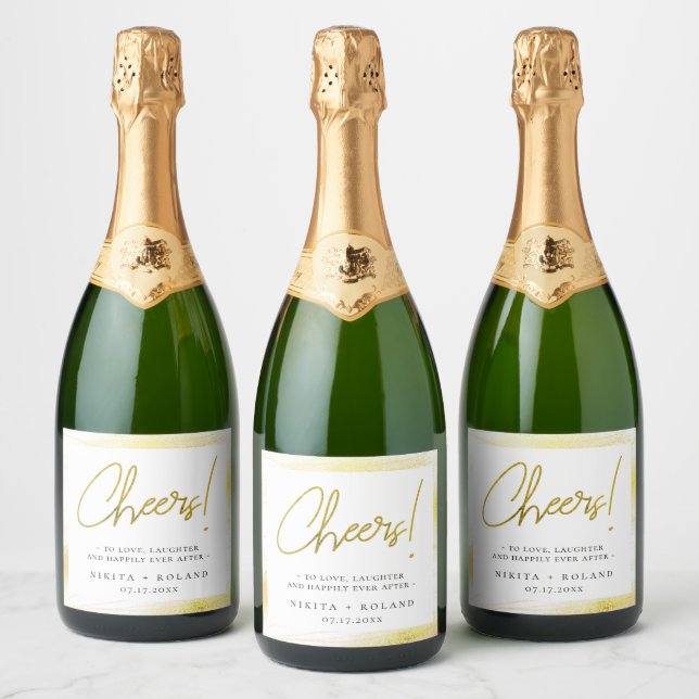 Elegant Modern Gold Personalised Sparkling Wine Label (Bottles)