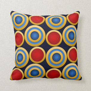 Elegant, modern, gold rings, red, navy blue cushion