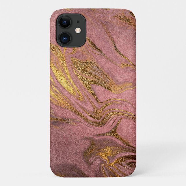 Elegant modern gold & rose gold marble look Case-Mate iPhone case (Back)