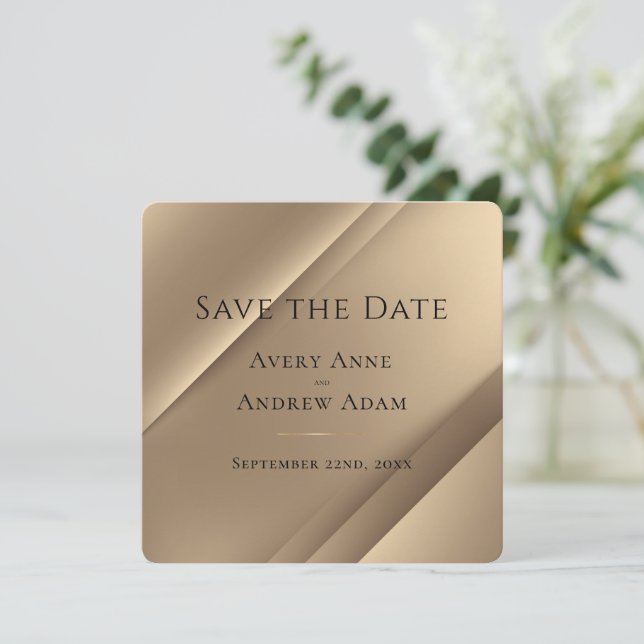 Elegant Modern Gold  Save The Date (Standing Front)