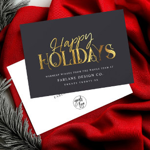 Elegant Modern Gold Script Business Corporate Holi Holiday Card