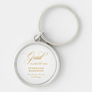 Elegant Modern Gold Script Graduation Party Key Ring