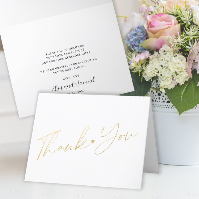 Elegant modern gold script simple thank you card (Creator Uploaded)