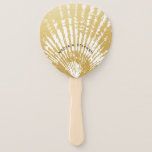 Elegant Modern Gold Seashell Beach  Hand Fan<br><div class="desc">Create your own chic and elegant personalised hand fans with a seashell design that will keep guests cool at your outdoor beach wedding, birthday party, graduation, or any special coastal or seashell theme event. The paper fans with wood handles can be personalised easily with the design editor where you can...</div>