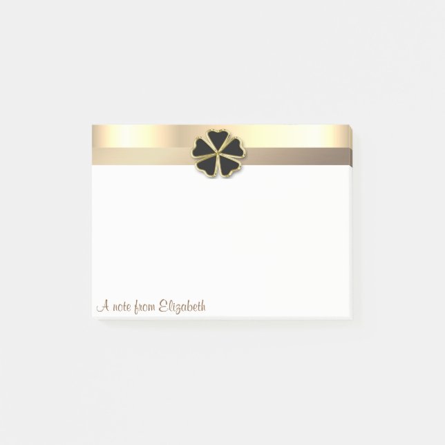 Elegant Modern Gold Shamrock -  Personalised Post-it Notes (Front)