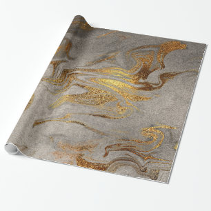 Elegant modern gold silver marble look wrapping paper