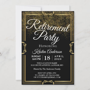 Elegant Modern Gold Sparkles Retirement Party Invitation