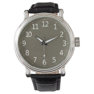 Elegant Modern Gold Squares Diamonds Tiles Pattern Watch