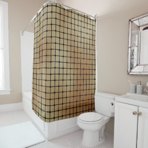 Elegant Modern Gold Squares Tiles Pattern Shower Curtain