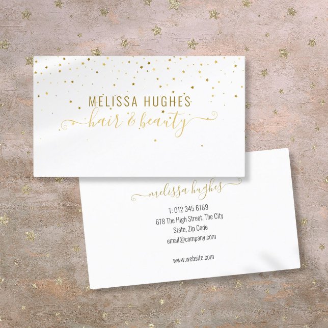 Elegant Modern Gold Stars Stylish Script Business Card (Elegant Modern Gold Stars Stylish Script Business Card)