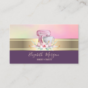 Elegant Modern Gold Stripe Cake Mixer Business Card