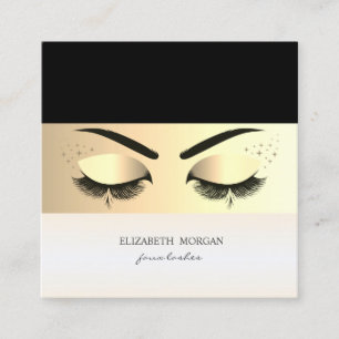 Elegant  Modern Gold Stripe, Faux Lashes Square Business Card