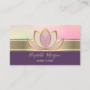 Elegant Modern Gold Stripe Lotus Zen Business Card
