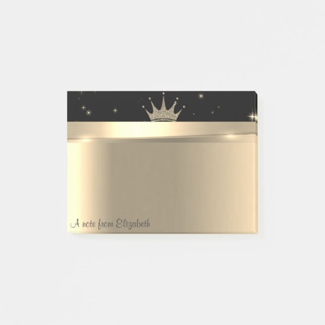 Elegant Modern Gold Tiara -  Personalised Post-it Notes (Front)