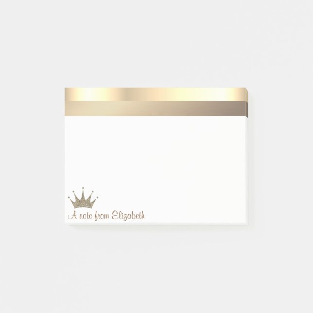 Elegant Modern Gold Tiara -  Personalised Post-it Notes (Front)