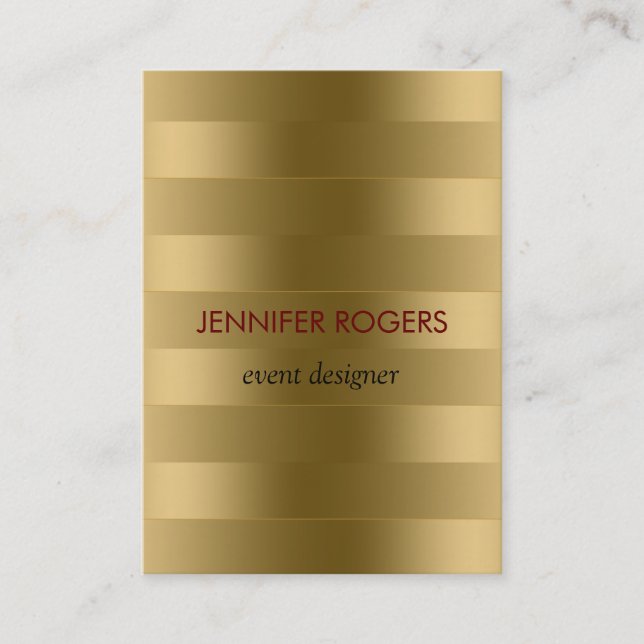 Elegant Modern Gold Tones Stripes Pattern Business Card (Front)