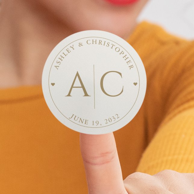 Elegant Modern Gold Wedding Classic Round Sticker (Creator Uploaded)