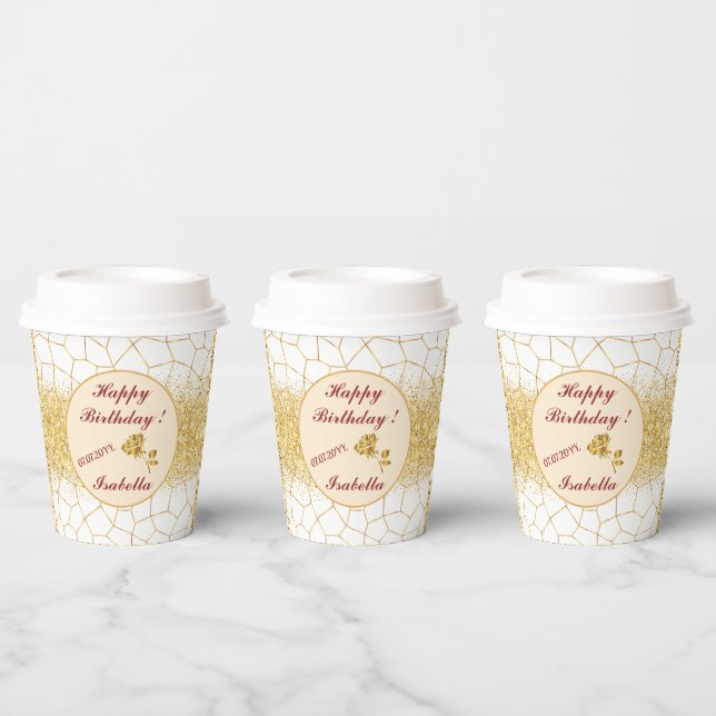 Elegant Modern Gold White Stained Glass Collection Paper Cups (Multi)