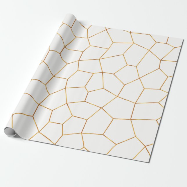 Elegant Modern Gold White Stained Glass Collection Wrapping Paper (Unrolled)