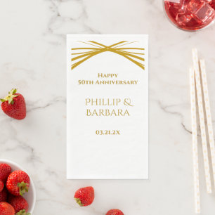 Elegant Modern Golden 50th Anniversary Party Napkin