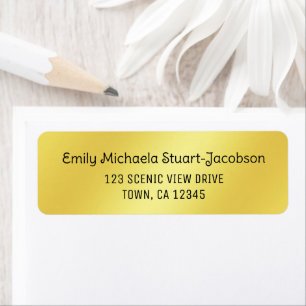 Elegant Modern Golden Casual Contemporary Script Return Address Label