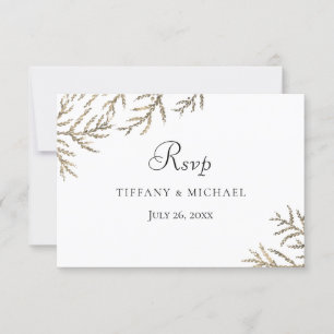 Elegant Modern Golden Leaf Wedding RSVP Card