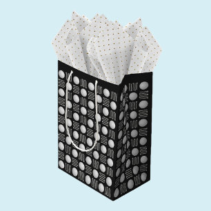 Elegant Modern Golf Ball & Tee Black Noir Medium Gift Bag