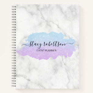 Elegant modern gradient blue purple glitter  notebook