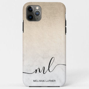 Elegant modern gradient copper gold white marble iPhone 11 pro max case