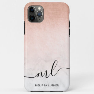 Elegant modern gradient copper gold white marble iPhone 11 pro max case