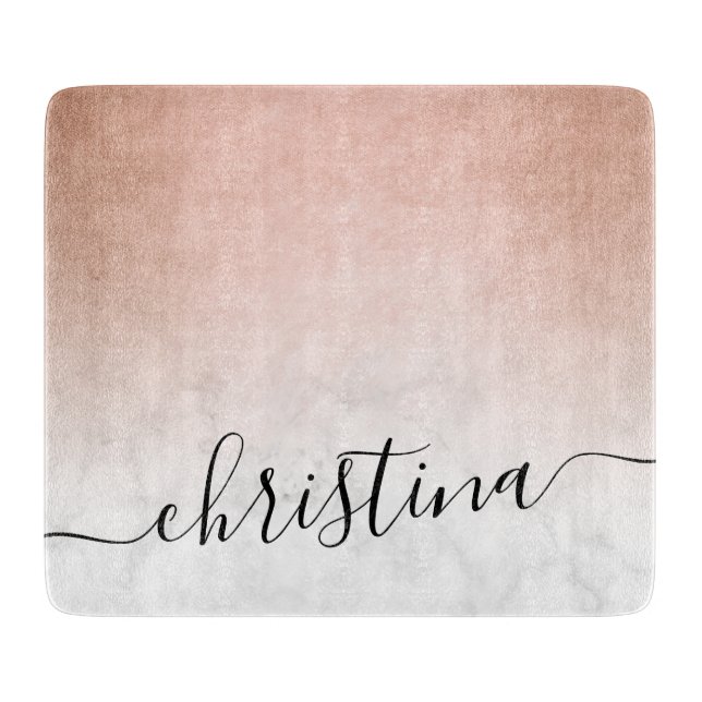 Elegant modern gradient copper gold white marble cutting board (Front)