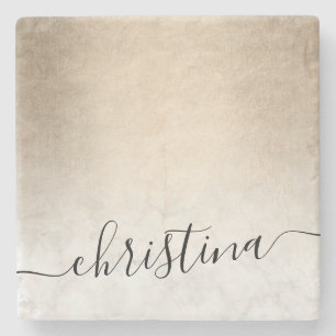 Elegant modern gradient copper gold white marble stone coaster