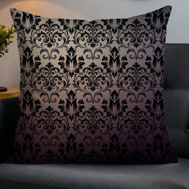 Elegant Modern Gradient Damask Purple Fade Cushion (Creator Uploaded)