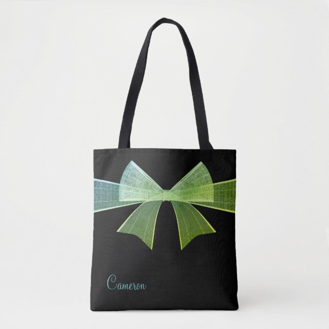 Elegant Modern Gradient Ombre Vintage Ribbon Tote Bag (Front)