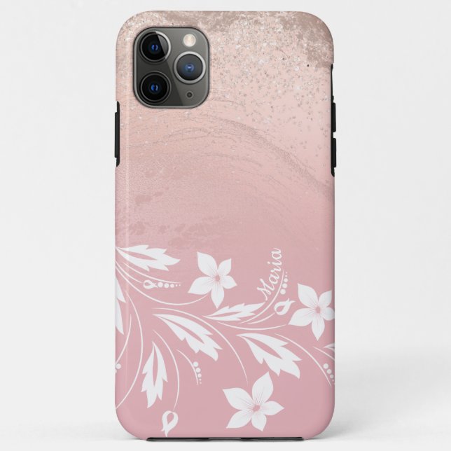 Elegant modern gradient rose gold glitter floral Case-Mate iPhone case (Back)