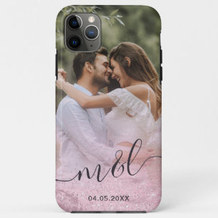 Elegant modern gradient rose gold glitter photo iPhone 11 pro max case