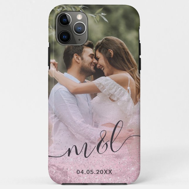 Elegant modern gradient rose gold glitter photo Case-Mate iPhone case (Back)