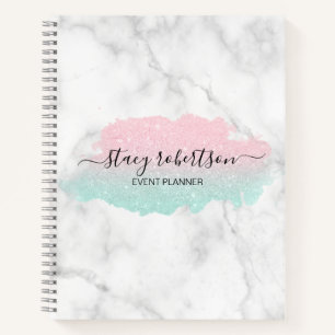 Elegant modern gradient rose gold mint glitter  notebook