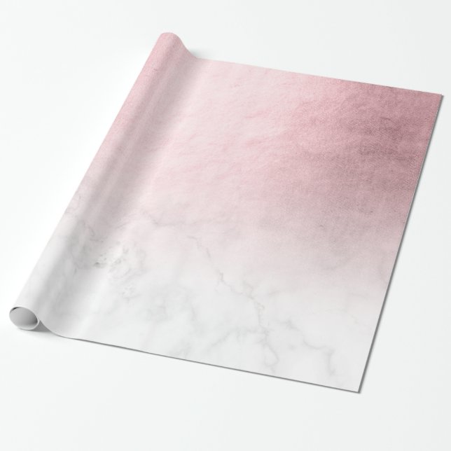 Elegant modern gradient rose gold white marble wrapping paper (Unrolled)