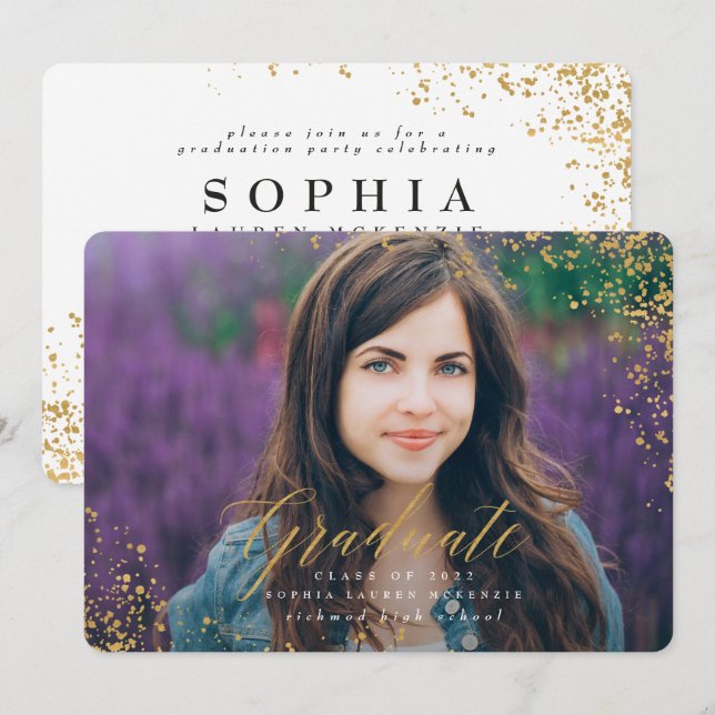 ELEGANT MODERN GRADUATE INVITATION (Front/Back)