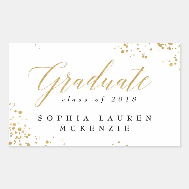 ELEGANT MODERN GRADUATE RECTANGULAR STICKER (Front)