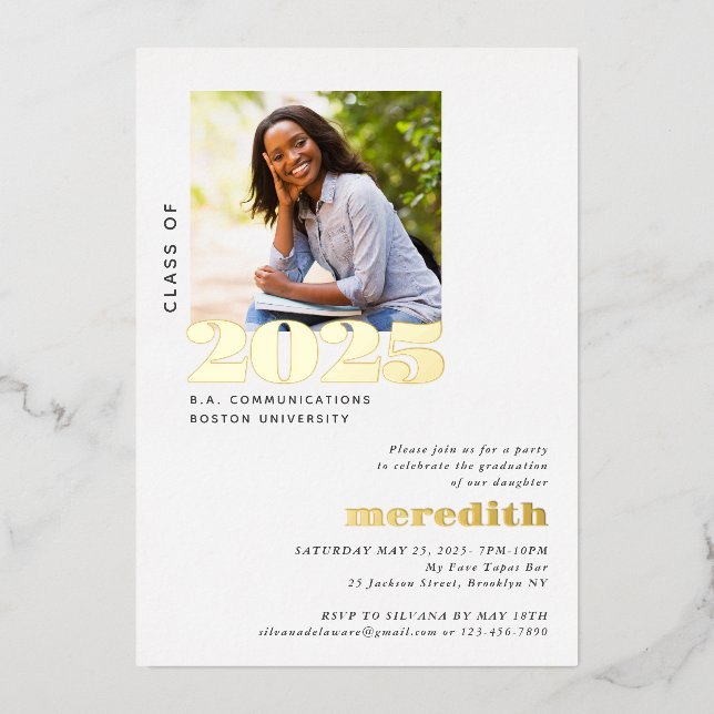 Elegant Modern Graduation Party Photo Gold (Front)